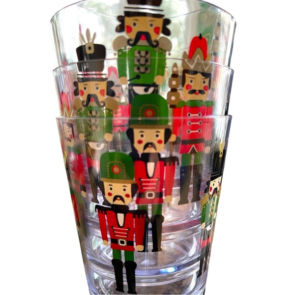 4Pc Nutcracker F.A.O SCHWARZ Christmas Holiday Drinkware Acrylic Indoor/Outdoor - Picture 3 of 6
